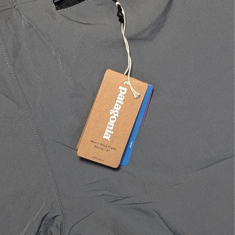Patagonia Nine Trails Running Shorts 8" Forge Gray Men’s XL NWT Zip Pockets - Picture 5 of 7